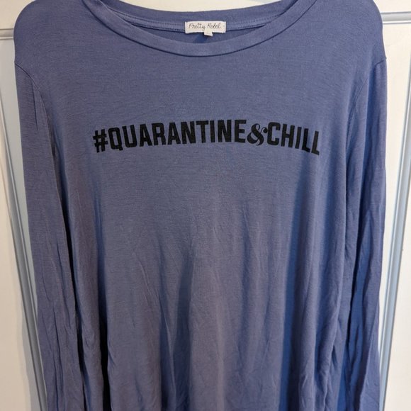 Pretty Rebel #Quarantine & Chill Ladies Long-Sleeved Tee Made in the USA! Sz L - Picture 1 of 4